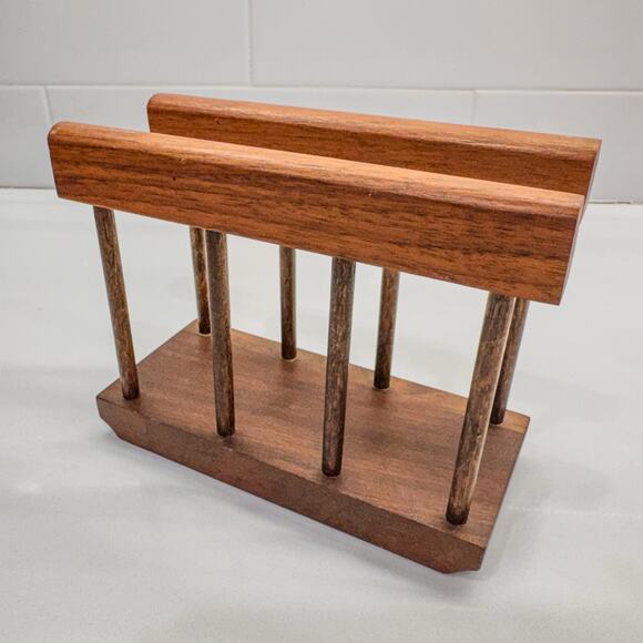 1960s Vintage Wooden Spindle Napkin Holder/ Bill Org., Just Like Grandmas! - Picture 5 of 8